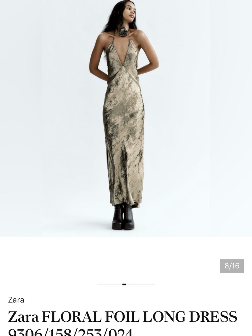 Metallic gold/black Halter Maxi Dress